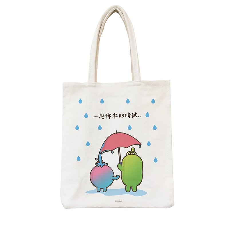 新創系列-野餐包：【一起撐傘】-沒個性星人Roo,CA2BB04 - 手提包/手提袋 - 棉．麻 綠色