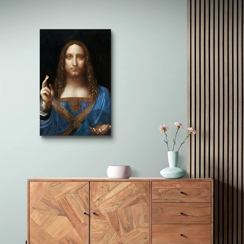 Leonardo da Vinci giclee frameless painting of the Savior - โปสเตอร์ - เส้นใยสังเคราะห์ 