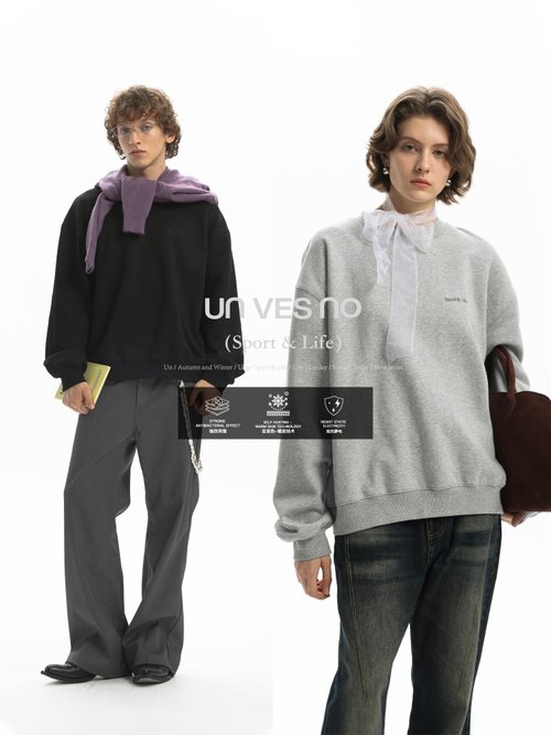 Unvesno 【加絨】Unvesno(UN) 三合一功能自發熱抗菌抗靜電刺繡圓領衛衣