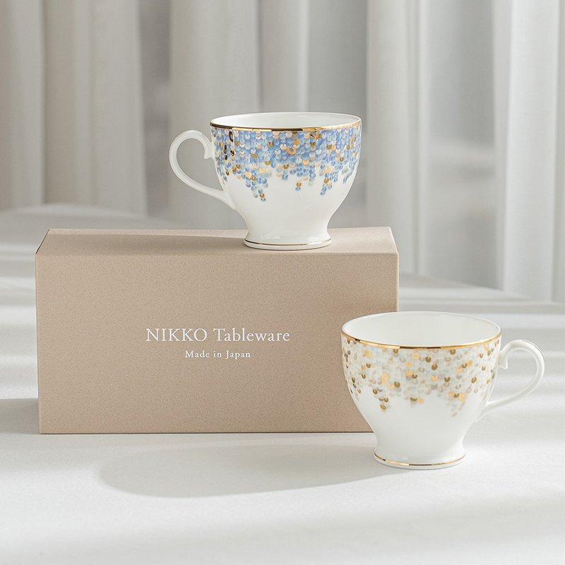 【結婚禮物】Spangles 咖啡杯對杯組 藍&金 /Nikko/附禮盒 - 咖啡杯/馬克杯 - 瓷 