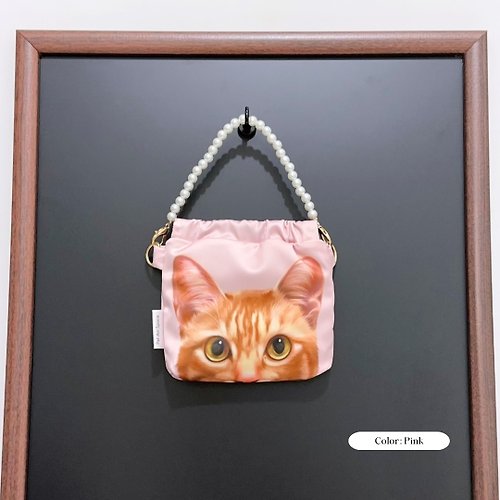 Pet Art Space 香港製-彈片口金零錢包 捏捏包 迷你手袋 寵物 橘貓 大橘 唐貓