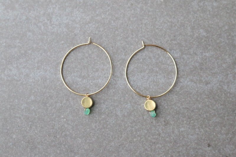 歲末7折  綠玉髓 黃銅 耳環 1166-芭蕾舞 - 耳環/耳夾 - 寶石 綠色
