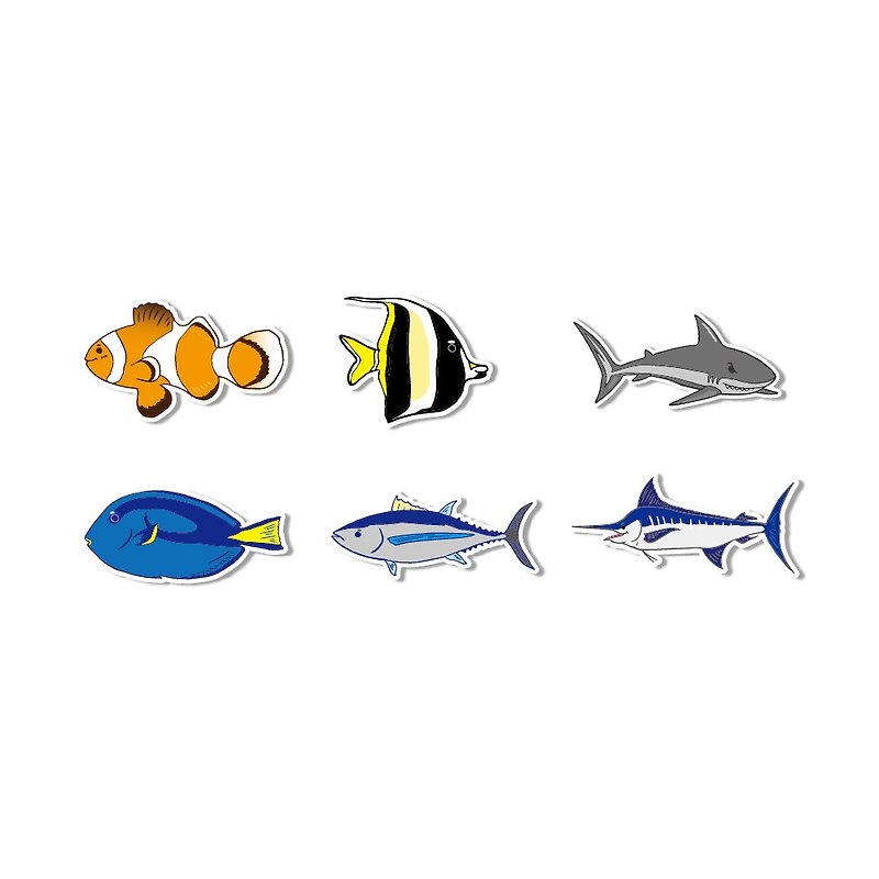 Waterproof sticker-fish swim - สติกเกอร์ - วัสดุกันนำ้ สีน้ำเงิน