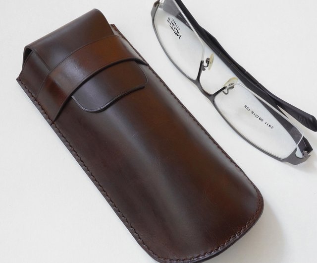メガネケース、メガネケース、ブラウンレザーメガネホルダー、メガネ