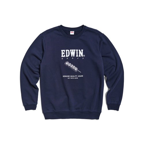 EDWIN 臺灣總代理 EDWIN 東京散策系列 美味糰子厚長袖T恤-男女款 (丈青色)