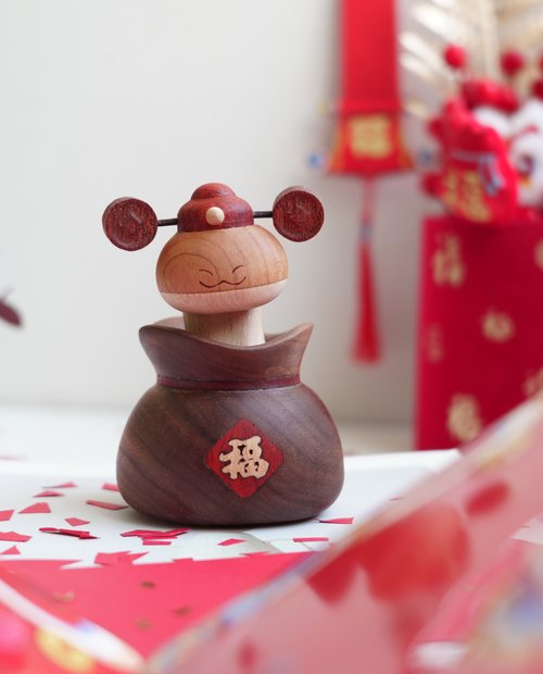 山舍senser 財蛇爺擺件2025新年禮物實木可愛搖搖樂車載裝飾蛇年吉祥物