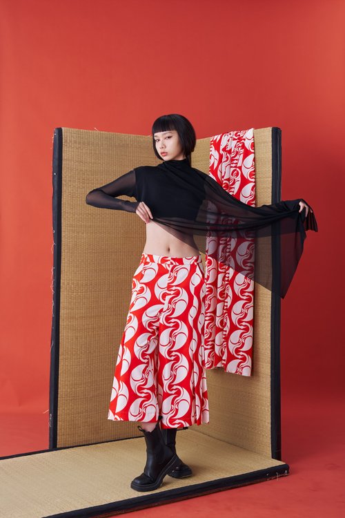 INF 薄紗上衣/不對稱/雙層薄紗/單穿/內搭/24AW-INF