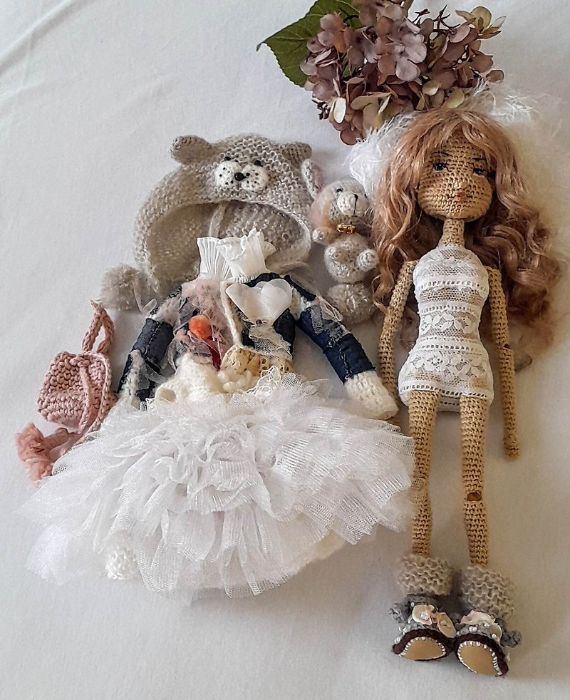 Crochet Doll Set-20 (with clothes) - 彌月禮盒 - 其他材質 