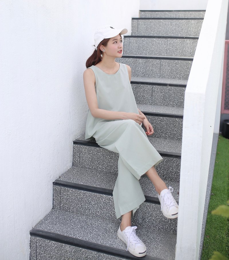 Top + Pants : Sugar Pine Set - Mint - 女上衣/長袖上衣 - 棉．麻 綠色