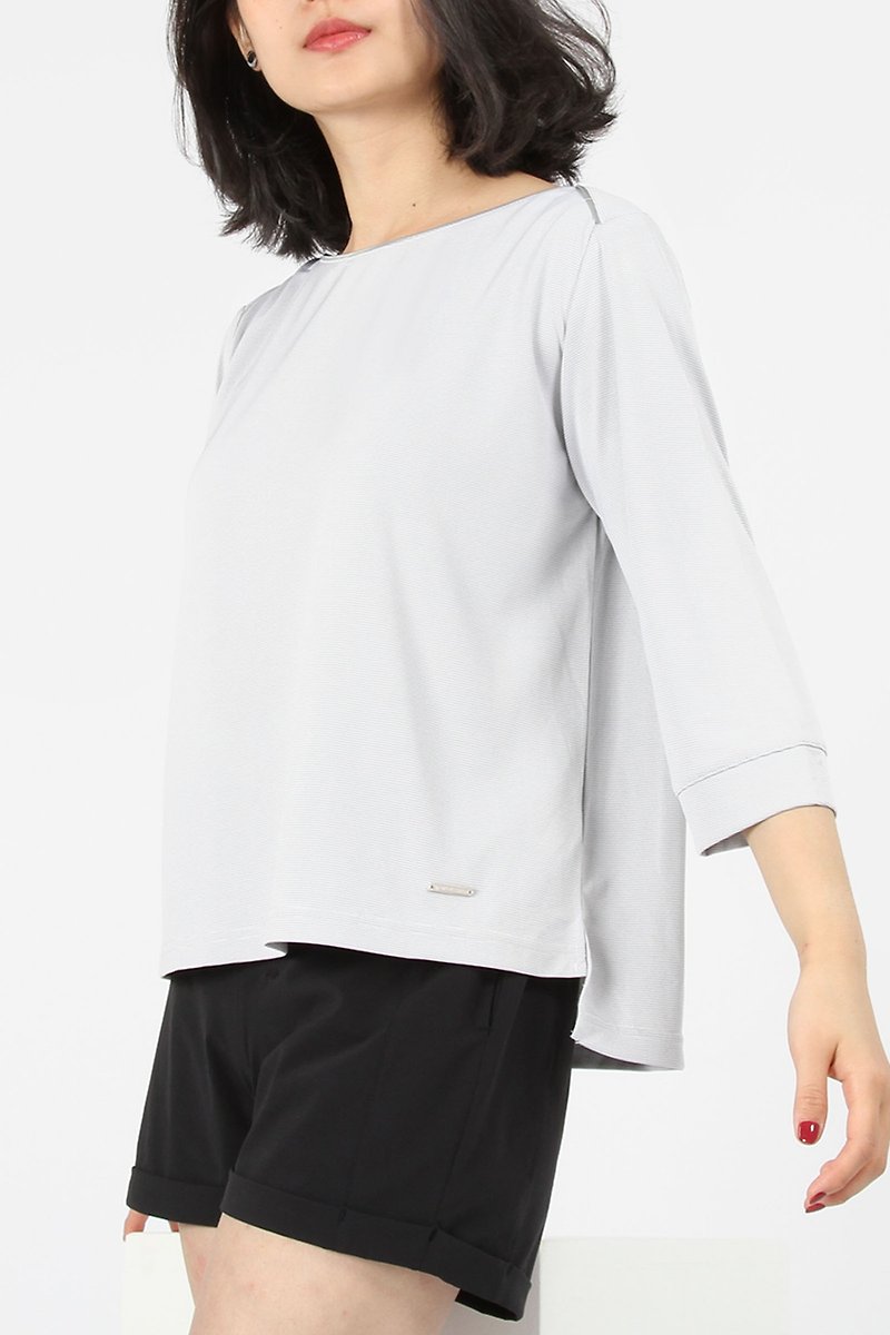 360 Degree Reflective One-line Neck Bamboo Charcoal Top-Light Grey - Women's Tops - Polyester Gray
