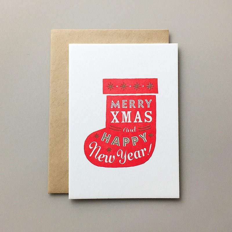 Typographic Christmas Card Socks - การ์ด/โปสการ์ด - กระดาษ สีแดง