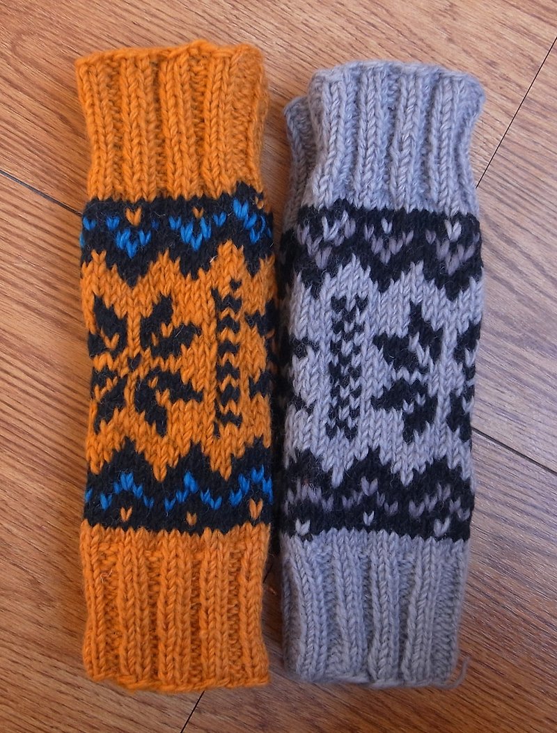 Wool Canadian Colorful Legwarmers Snowflake - ถุงเท้า - ขนแกะ สีเทา