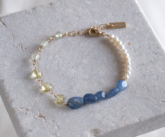 Kyanite bracelet 天然石ブレスレット 淡水パール カイヤナイト