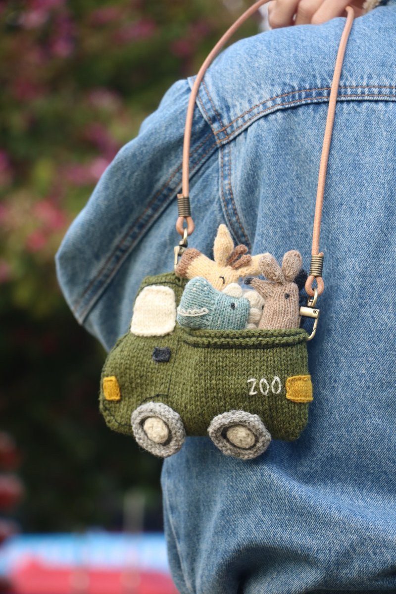 【Zoo Party】Knitted bags|Knitted dolls|Handmade dolls|Cute animals|Creative gifts - Knitting, Embroidery, Felted Wool & Sewing - Wool Green