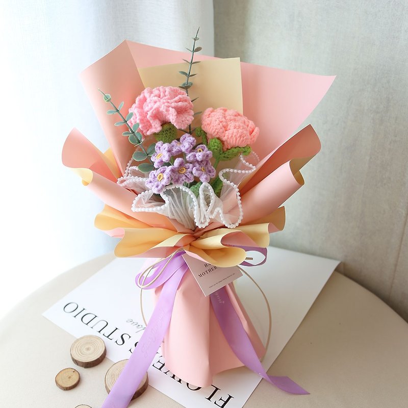 G63 carnation knitted bouquet/woven bouquet/Mother's Day bouquet - ช่อดอกไม้แห้ง - พืช/ดอกไม้ 