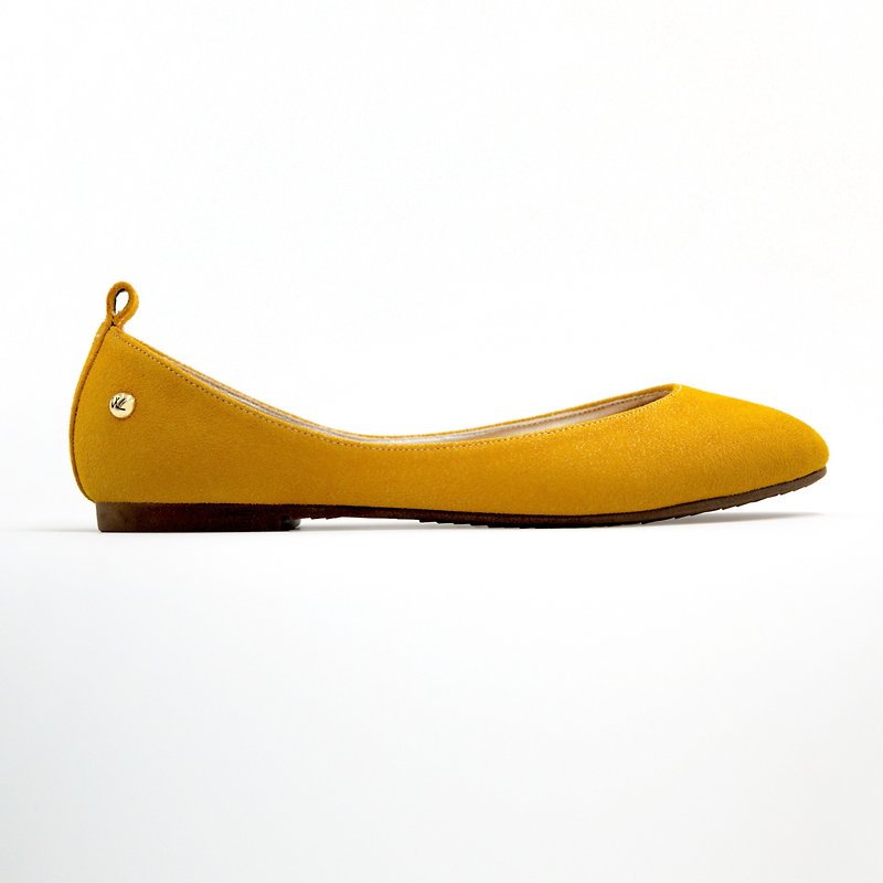 Leá Spicy Mustard (Mustard Yellow) Flats Basic Edition | WL - รองเท้าบัลเลต์ - หนังแท้ สีนำ้ตาล