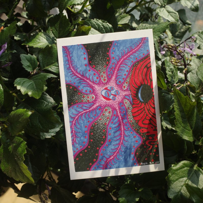 飢餓的矮牽牛 原創手繪插畫 明信片 148*100mm 1張 - 卡片/明信片 - 紙 多色