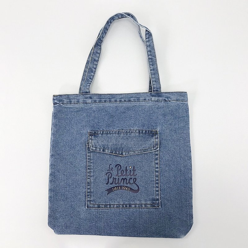 小王子經典版授權-牛仔購物包(淺藍),CB11AA02 - 側背包/斜孭袋 - 棉．麻 藍色