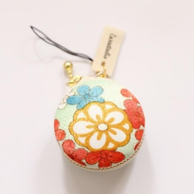 Ring of chrysanthemum big round Makaron case of exhaustion Kimono round - กระเป๋าใส่เหรียญ - ผ้าฝ้าย/ผ้าลินิน สีแดง