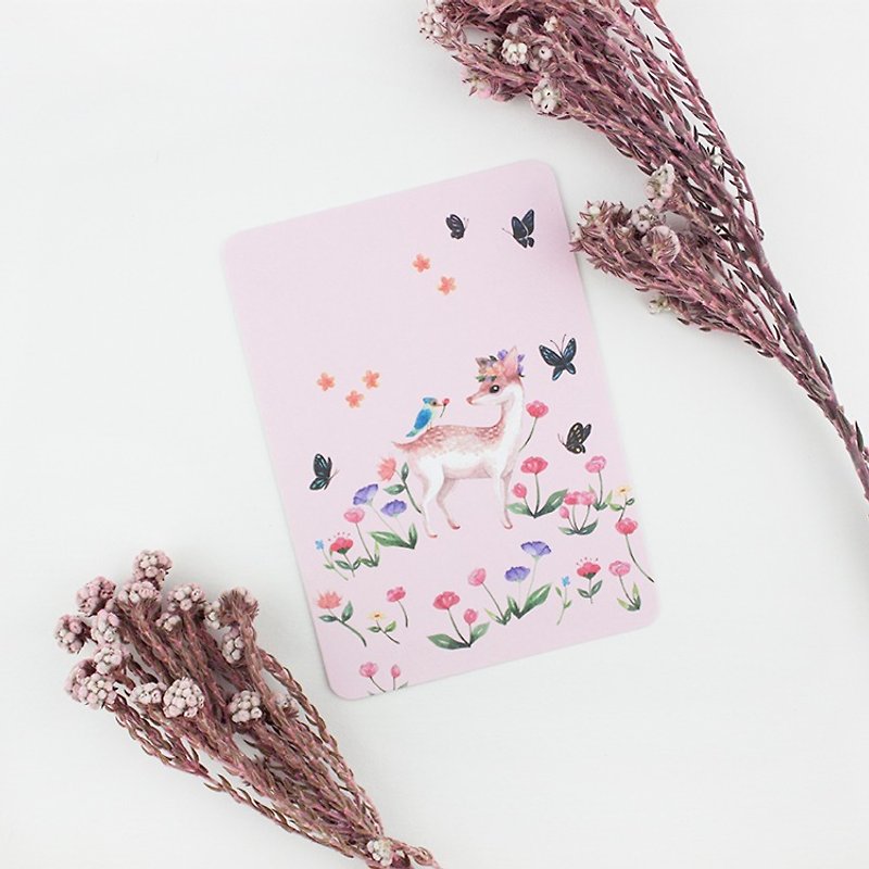 ポストカード - ピンクの鹿 - カード・はがき - 紙 ピンク