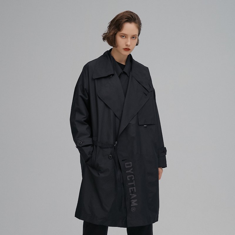 DYCTEAM - Symbiosis - Buckle Trench coat (black) - 外套/大衣 - 其他材質 黑色