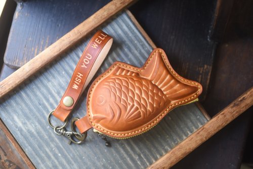 花開日常 皮革鯛魚燒零錢包 免費刻字 生日禮物 真皮零錢包 五種口味