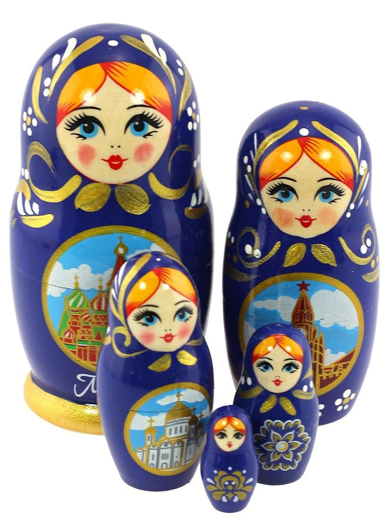 ロシア人形マトリョーシカのお土産 - 置物 - 木製 多色