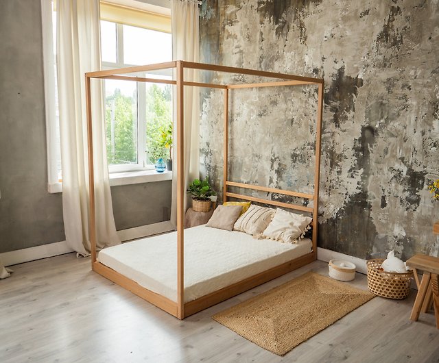 Full Bed Rustic Frame Solid, Eco Friendly Bed Frame