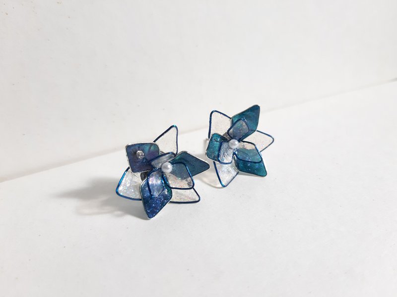 【Last Quantity】Hexagonal Snowflake Resin Earrings - Earrings & Clip-ons - Resin Blue