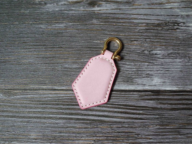 造型悠遊卡 晶片吊飾－鑰匙圈款－擦蠟櫻花紅 - 鑰匙圈/鑰匙包 - 真皮 粉紅色