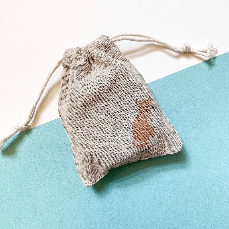 Drawstring bag | Lynx cotton mini drawstring bag - Toiletry Bags & Pouches - Cotton & Hemp 