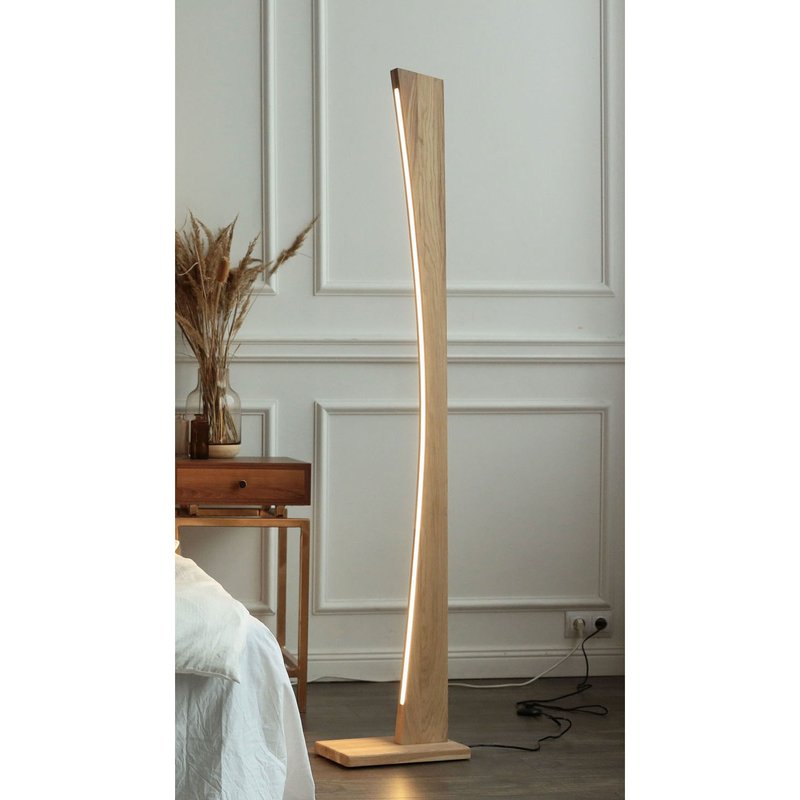 Wood Floor lamp bedside Standing reading lamp Modern standing lamp Wood light - โคมไฟ - ไม้ 