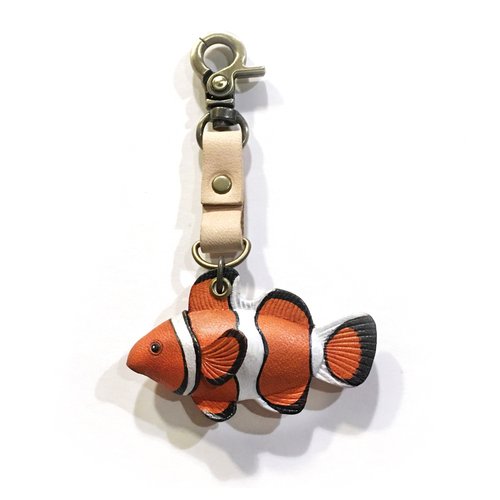 選皮革 革物工作室 原創動物系列 小丑魚(海葵魚)立體真實大小 吊飾皮件皮雕