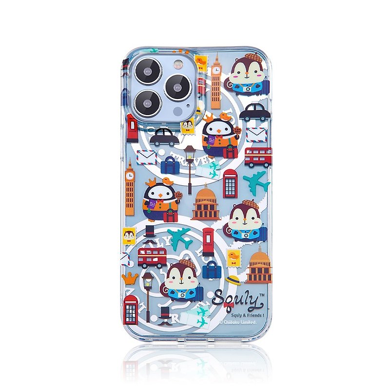 iPhone 14/13/12/11/Pro/Max Squly&Friends 松鼠旅行雙層手機殼 - 手機殼/手機套 - 塑膠 透明