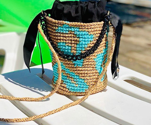 Handbag with a round bottom Phone bag Crochet bag Drawstring bag