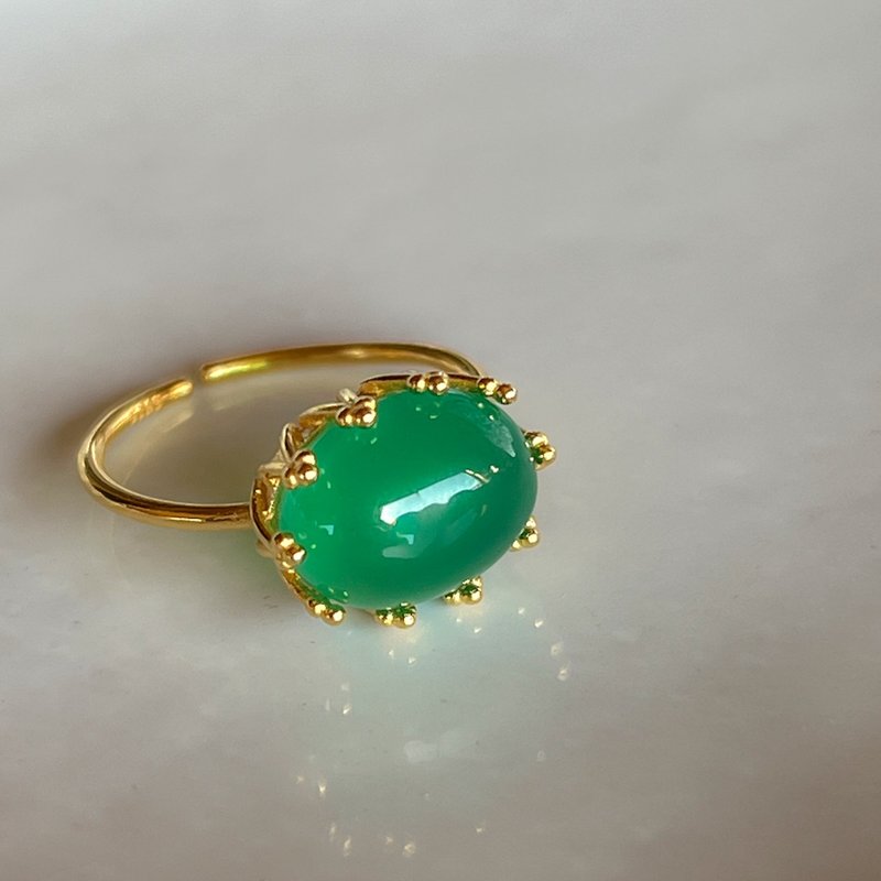 Green Onyx Ring【gift box】 - แหวนทั่วไป - เครื่องประดับพลอย สีเขียว