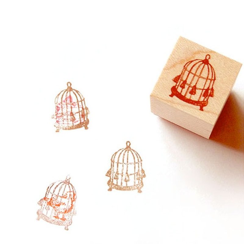 飾れるミニスタンプ　鳥籠 - 印章/印台 - 木頭 