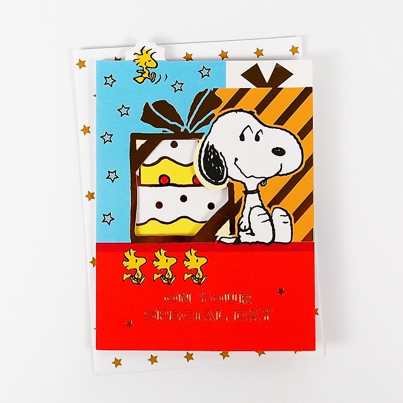 Snoopy 我們準備蛋糕等著你吃掉【Hallmark-Peanuts 生日祝福】 - 卡片/明信片 - 紙 多色