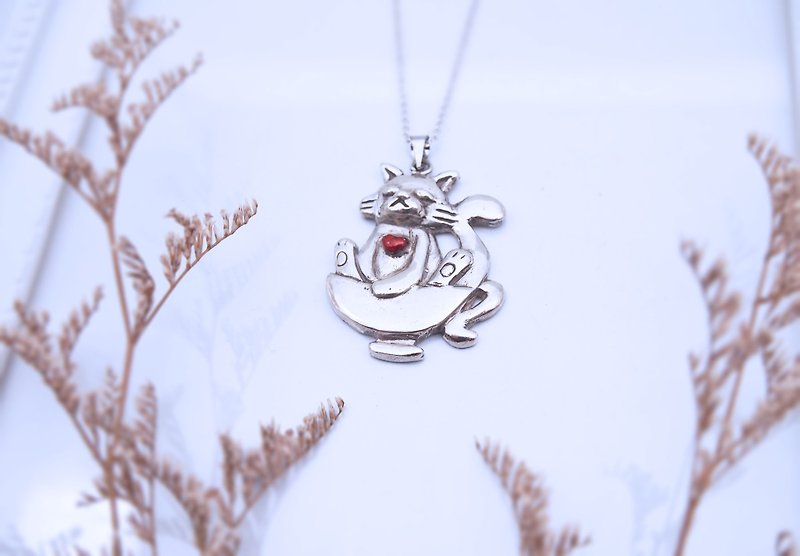A lifetime of love series_kitty sterling silver pendant - สร้อยคอ - เงินแท้ สีเงิน