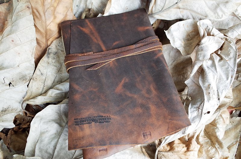 [marking version] thread leather manual book. Handbook. Handwriting. Journal. Sketchbook. Hand-painted. Workbook. N047 - Notebooks & Journals - Genuine Leather Brown
