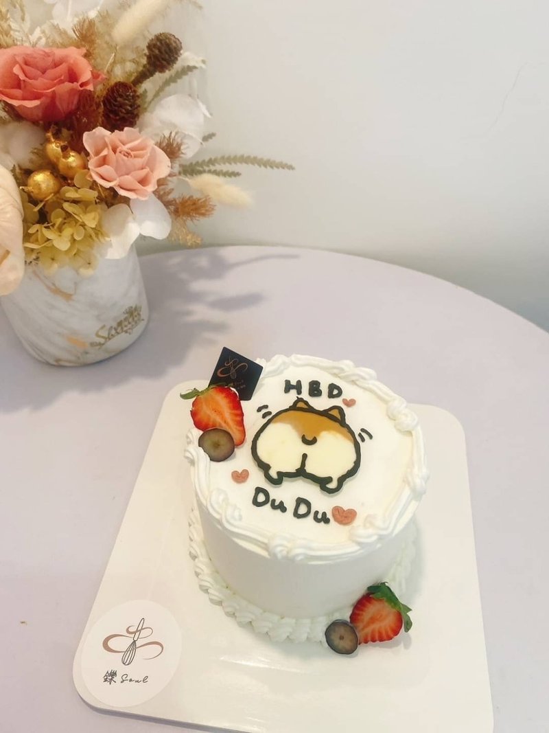 Corgi Butt Corgi Pet Drawing Drawing Cake Customized Cake Customized Dessert - เค้กและของหวาน - อาหารสด 