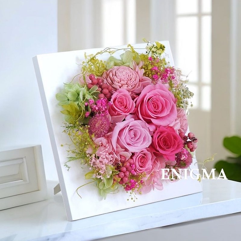 Pink Preserved Flower Frame Decoration/Diffuse Fragrance/Wall Hanging/Collage Flower Wall - ของวางตกแต่ง - พืช/ดอกไม้ สึชมพู