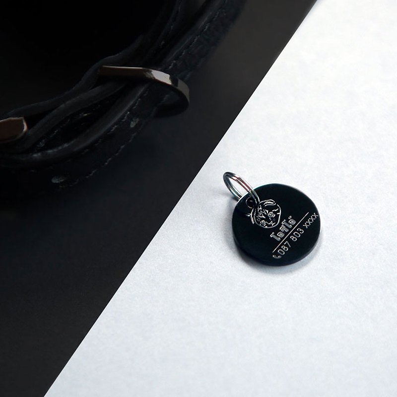 ฺBlack Pet ID tag S 20 mm Thick Chinese Japanese Stainless steel Dog Tag Cat Tag - Other - Other Metals Black