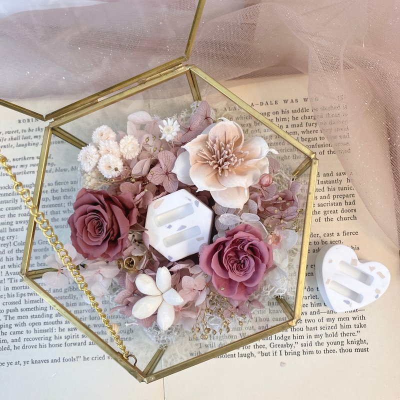 [Valentine's Day Gift] Eternal Ring Jewelry Box Preserved Flower Box Dried Flowers Mother's Day - ช่อดอกไม้แห้ง - พืช/ดอกไม้ หลากหลายสี