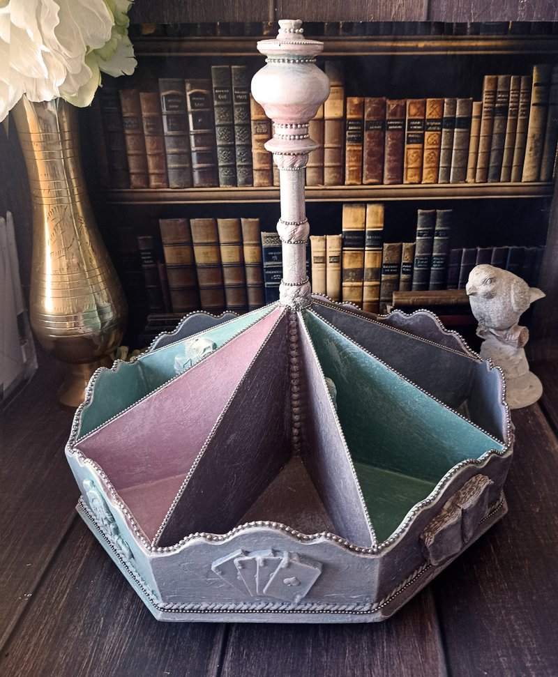 Desk organizer, Cosmetics holder, - กล่องเก็บของ - ไม้ สีเขียว