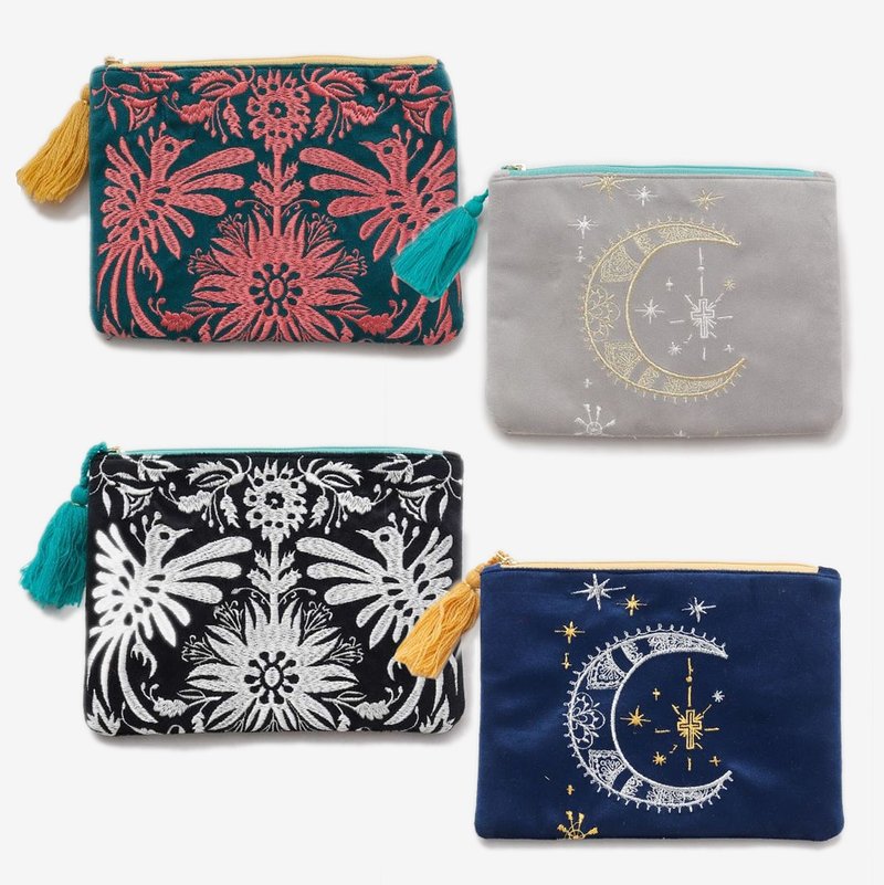 [Popular pre-order] Mysterious Moon, Otomi traditional embroidery storage bag (2 styles) IAWP4355-6 - Toiletry Bags & Pouches - Polyester 