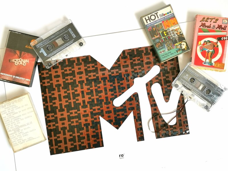 Customised MusicCloth logo poster weaved of original cassette tapes | Office - Wall Décor - Other Materials 