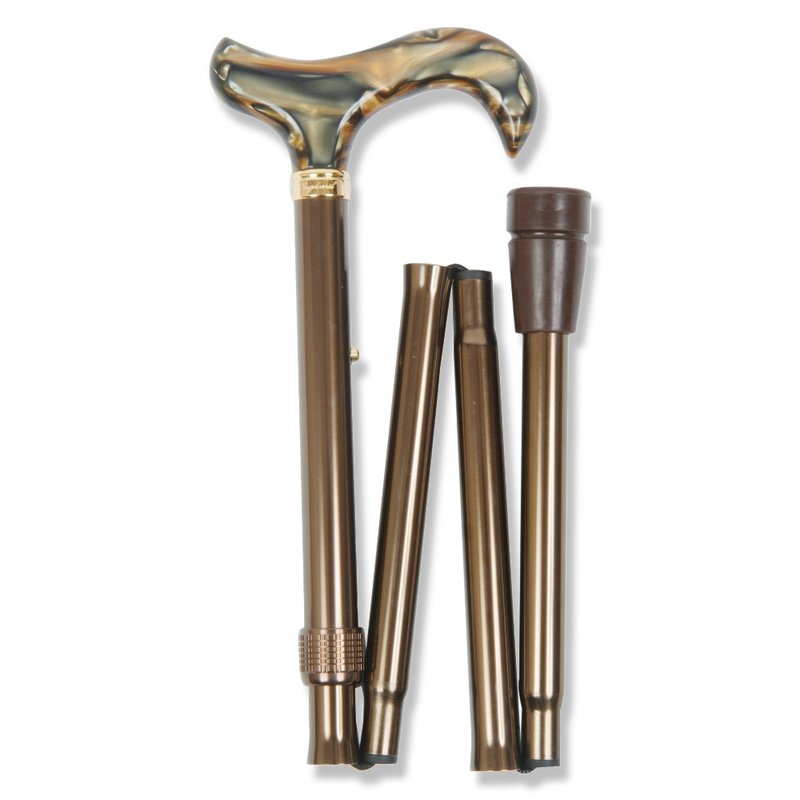 Foldable storage + height adjustment. Fashion folding walking stick <brown marble-thick style> - อื่นๆ - โลหะ 