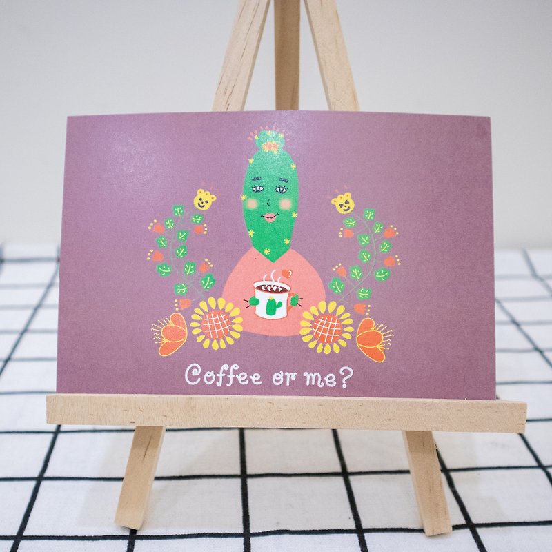 Coffee or me?  Post Card - Cards & Postcards - Paper Multicolor