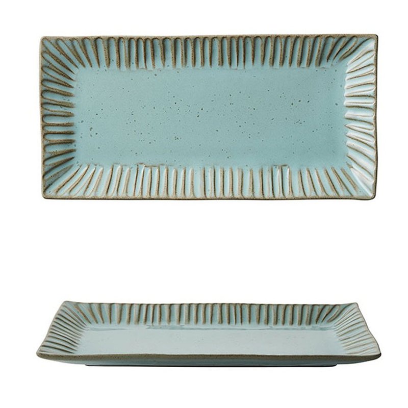 VBC casa FONDACO Collection 30.5cm Large Rectangular Platter in Tiffany Green - Plates & Trays - Pottery Green